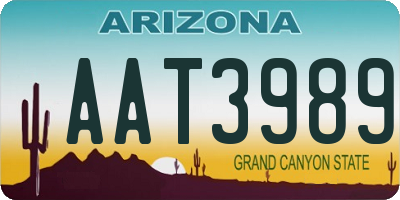 AZ license plate AAT3989
