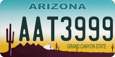 AZ license plate AAT3999