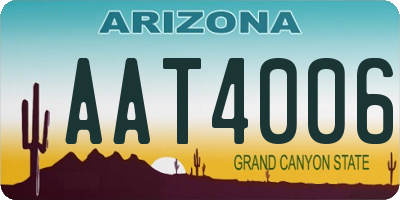 AZ license plate AAT4006