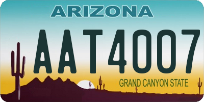 AZ license plate AAT4007