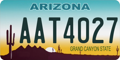 AZ license plate AAT4027