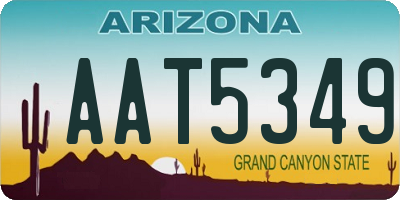 AZ license plate AAT5349
