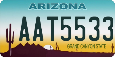 AZ license plate AAT5533