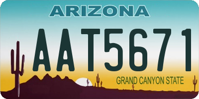 AZ license plate AAT5671
