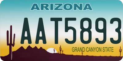 AZ license plate AAT5893
