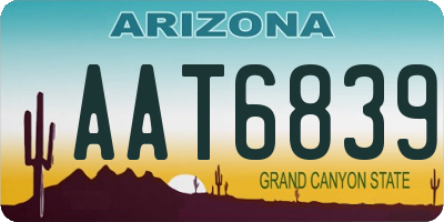 AZ license plate AAT6839