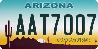 AZ license plate AAT7007