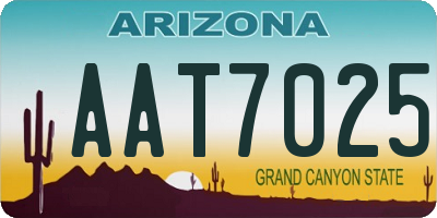 AZ license plate AAT7025