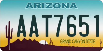 AZ license plate AAT7651