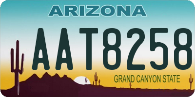 AZ license plate AAT8258