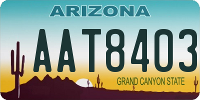 AZ license plate AAT8403
