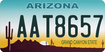 AZ license plate AAT8657