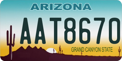 AZ license plate AAT8670