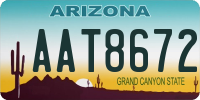 AZ license plate AAT8672