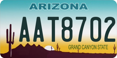 AZ license plate AAT8702