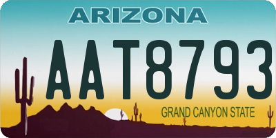 AZ license plate AAT8793