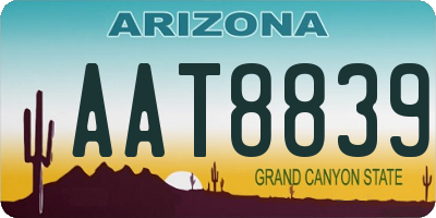 AZ license plate AAT8839
