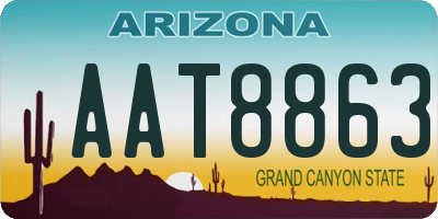 AZ license plate AAT8863