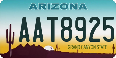 AZ license plate AAT8925