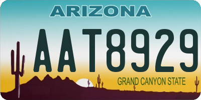 AZ license plate AAT8929