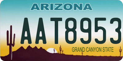 AZ license plate AAT8953