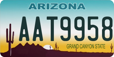 AZ license plate AAT9958