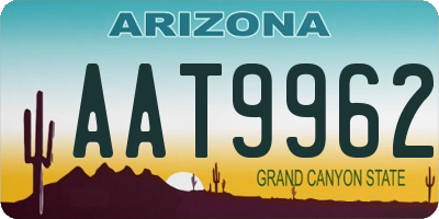 AZ license plate AAT9962