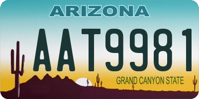 AZ license plate AAT9981