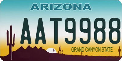 AZ license plate AAT9988