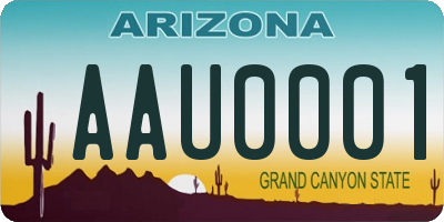 AZ license plate AAU0001