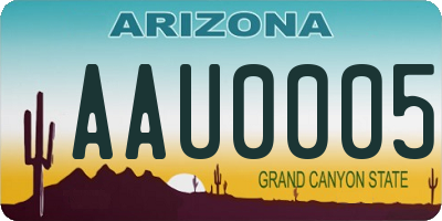 AZ license plate AAU0005