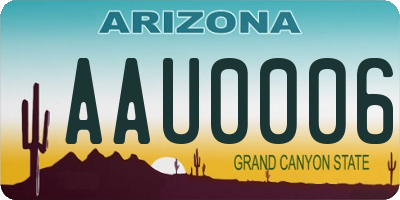 AZ license plate AAU0006