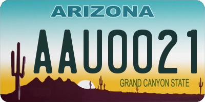 AZ license plate AAU0021