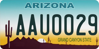 AZ license plate AAU0029