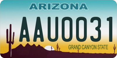 AZ license plate AAU0031