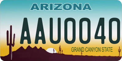 AZ license plate AAU0040