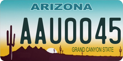 AZ license plate AAU0045