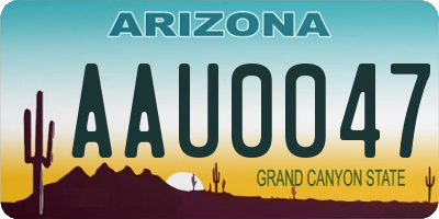 AZ license plate AAU0047