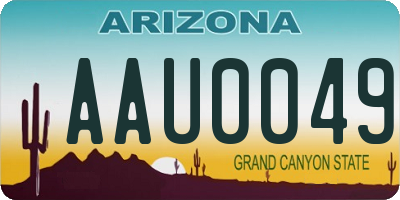 AZ license plate AAU0049