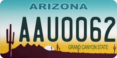AZ license plate AAU0062