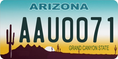 AZ license plate AAU0071