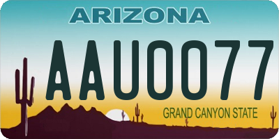 AZ license plate AAU0077