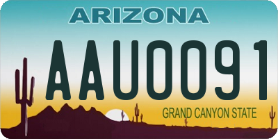 AZ license plate AAU0091