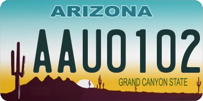 AZ license plate AAU0102
