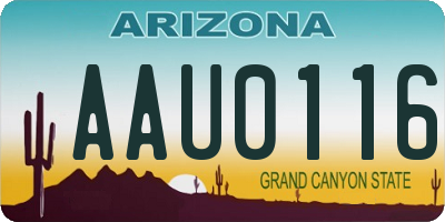 AZ license plate AAU0116