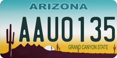 AZ license plate AAU0135