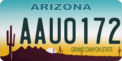 AZ license plate AAU0172