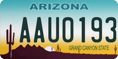 AZ license plate AAU0193
