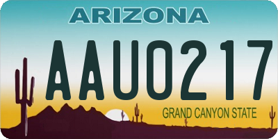 AZ license plate AAU0217