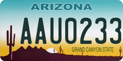 AZ license plate AAU0233